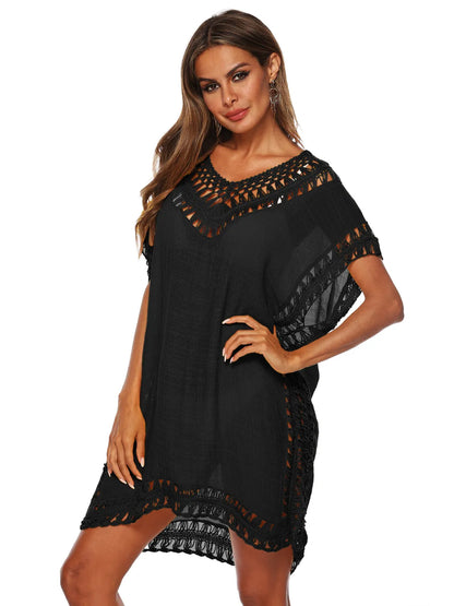 Bohemian Crochet Trim Beach Cover Up Dress - adritiX