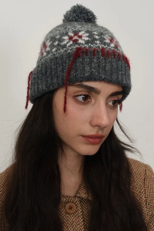 Seam Trim Geometric Knit Hat - adritiX