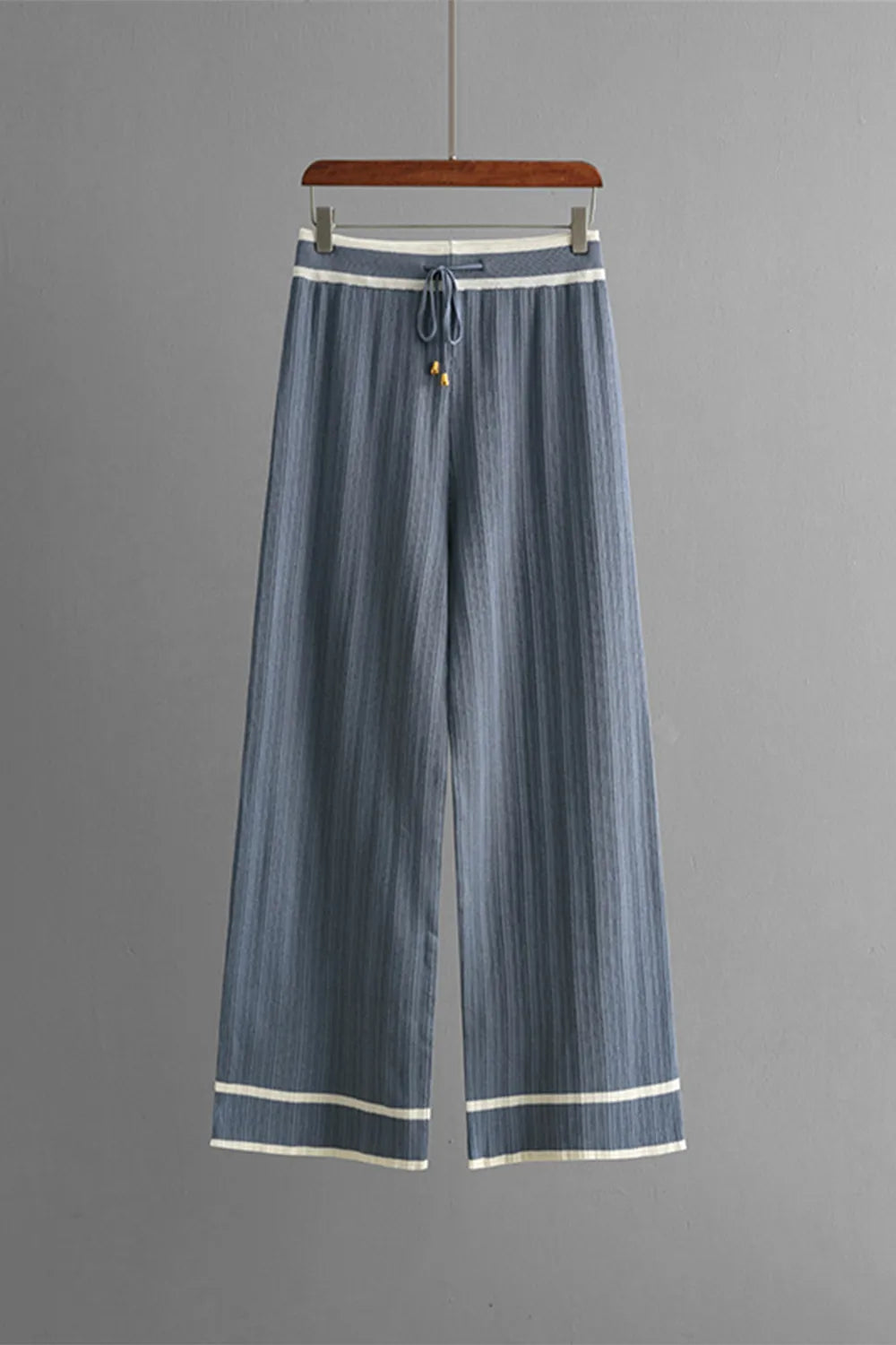 Contrast Trim Johnny Collar Top and Drawstring Pants Sweater Set - adritiX