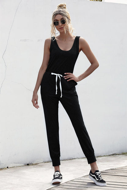 Elegant Knot Sleeveless Waist Jumpsuit - adritiX