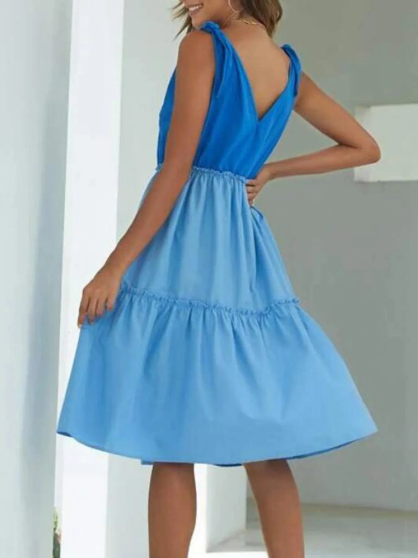 Colorblock Tiered Midi Tank Dress - adritiX