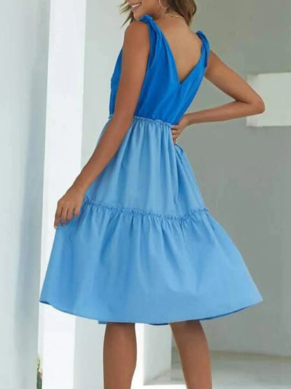Colorblock Tiered Midi Tank Dress - adritiX