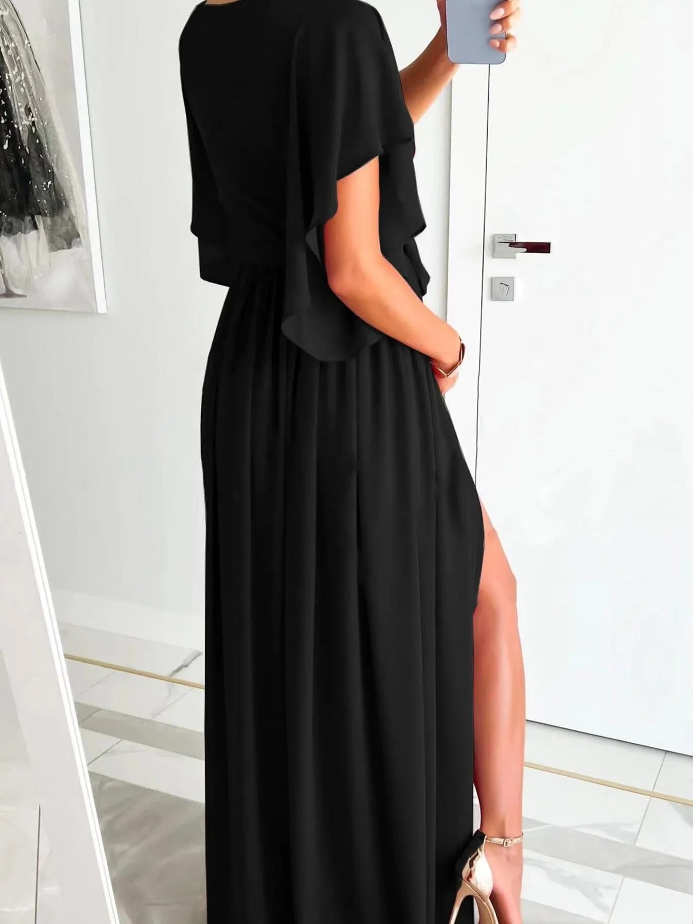 Flutter Sleeve Surplice Tie Waist Dress - adritiX