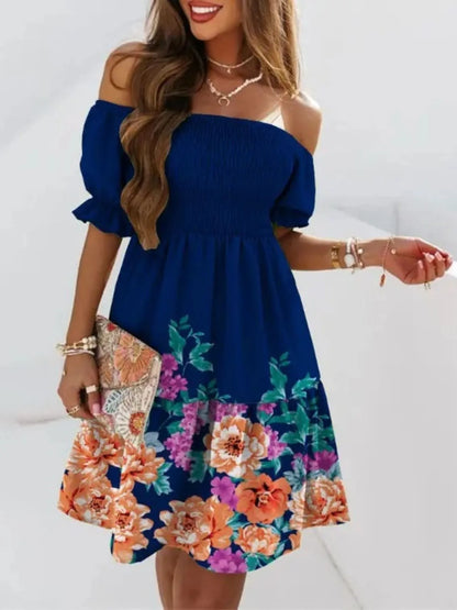 Off Shoulder Smocked Summer Dress - adritiX