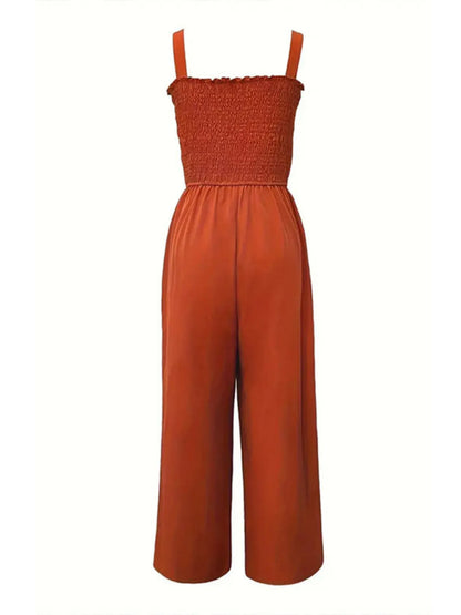 Elegant Smocked Wide Leg Jumpsuit - adritiX