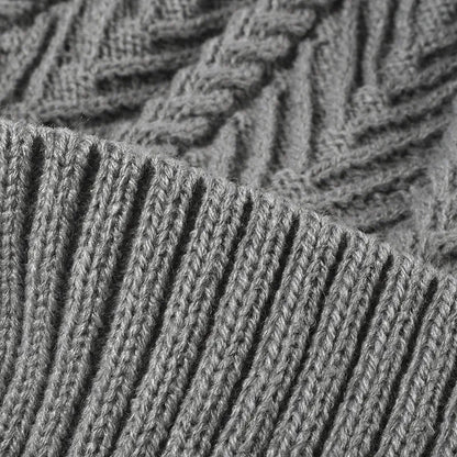 Cable Knit Solid Color Hat with Pompom - adritiX