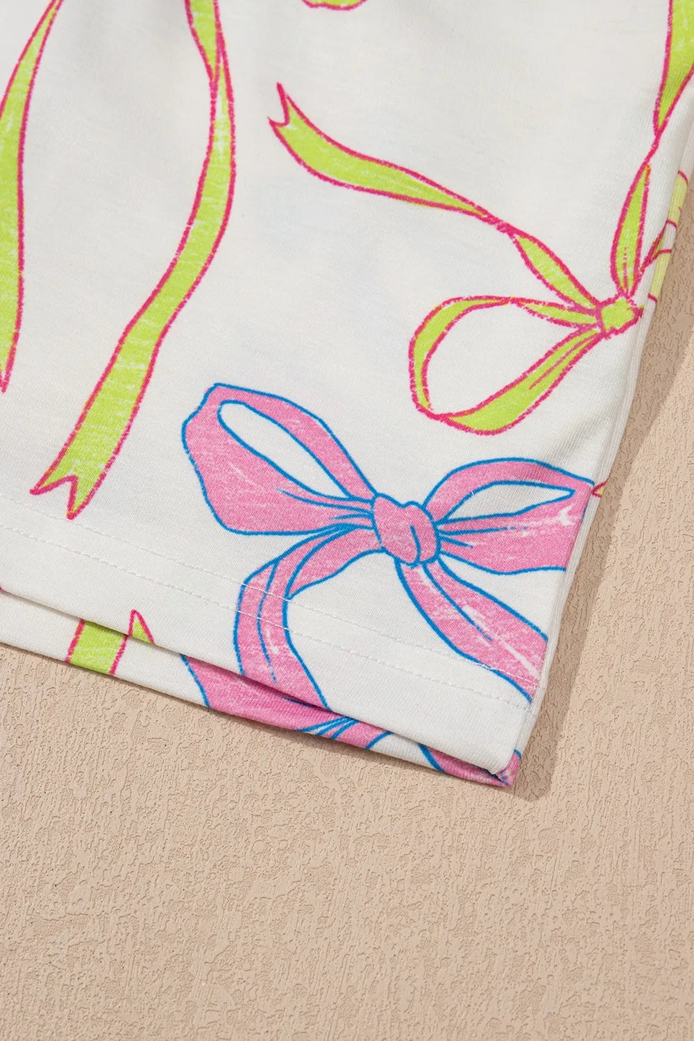 Cheerful Bow Print Elastic Pull On Casual Shorts - adritiX