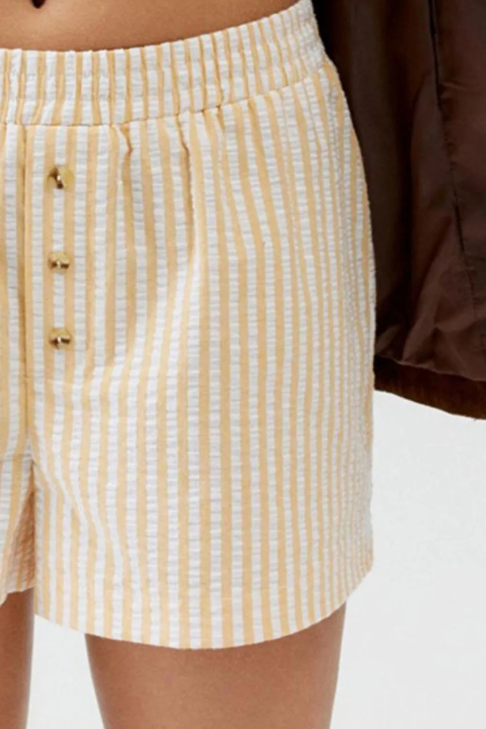 Striped Elastic Waist Shorts - adritiX