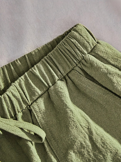Elastic Waist Shorts with Pockets - adritiX