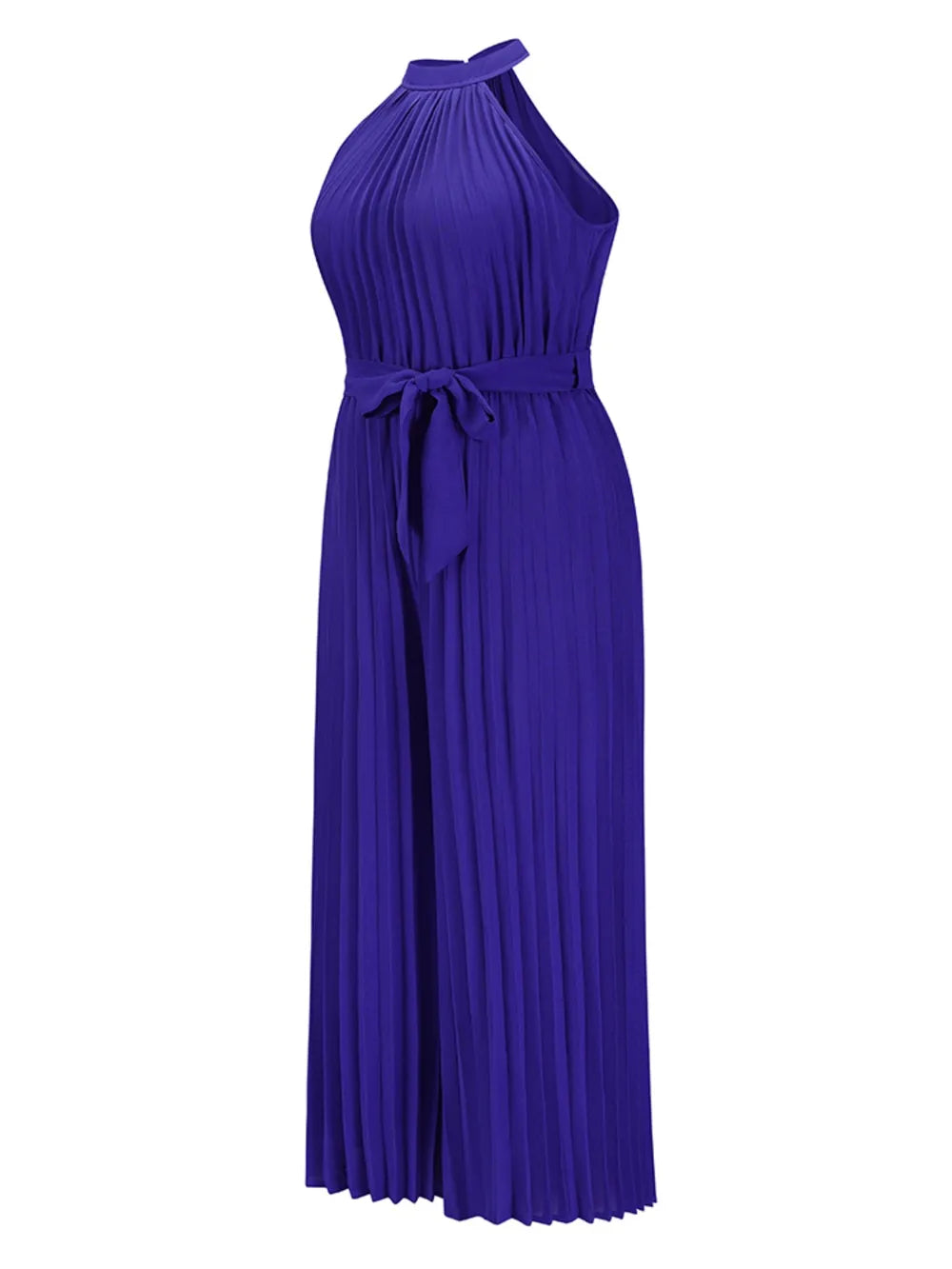 Elegant Cutout Tied Pleated Sleeveless Jumpsuit - adritiX