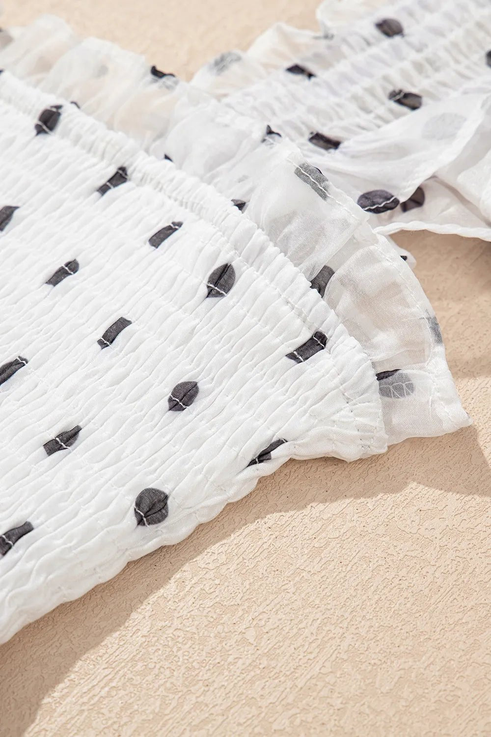 Polka Dot Ruffle Sleeve Smocked Midi Dress - adritiX