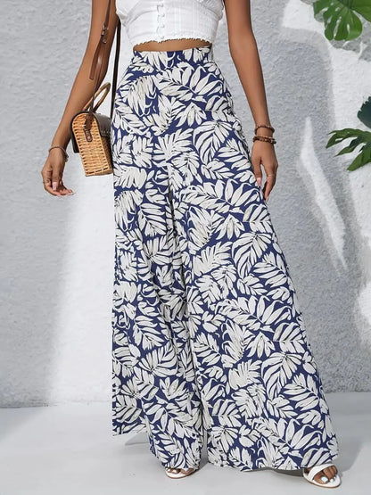 Printed High Waist Wide Leg Pants - adritiX
