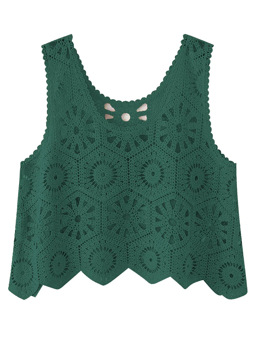 Openwork Round Neck Knit Vest - adritiX
