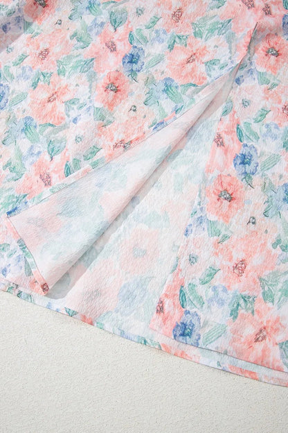 Floral Colorblock Flutter Straps Flowy Dress - adritiX