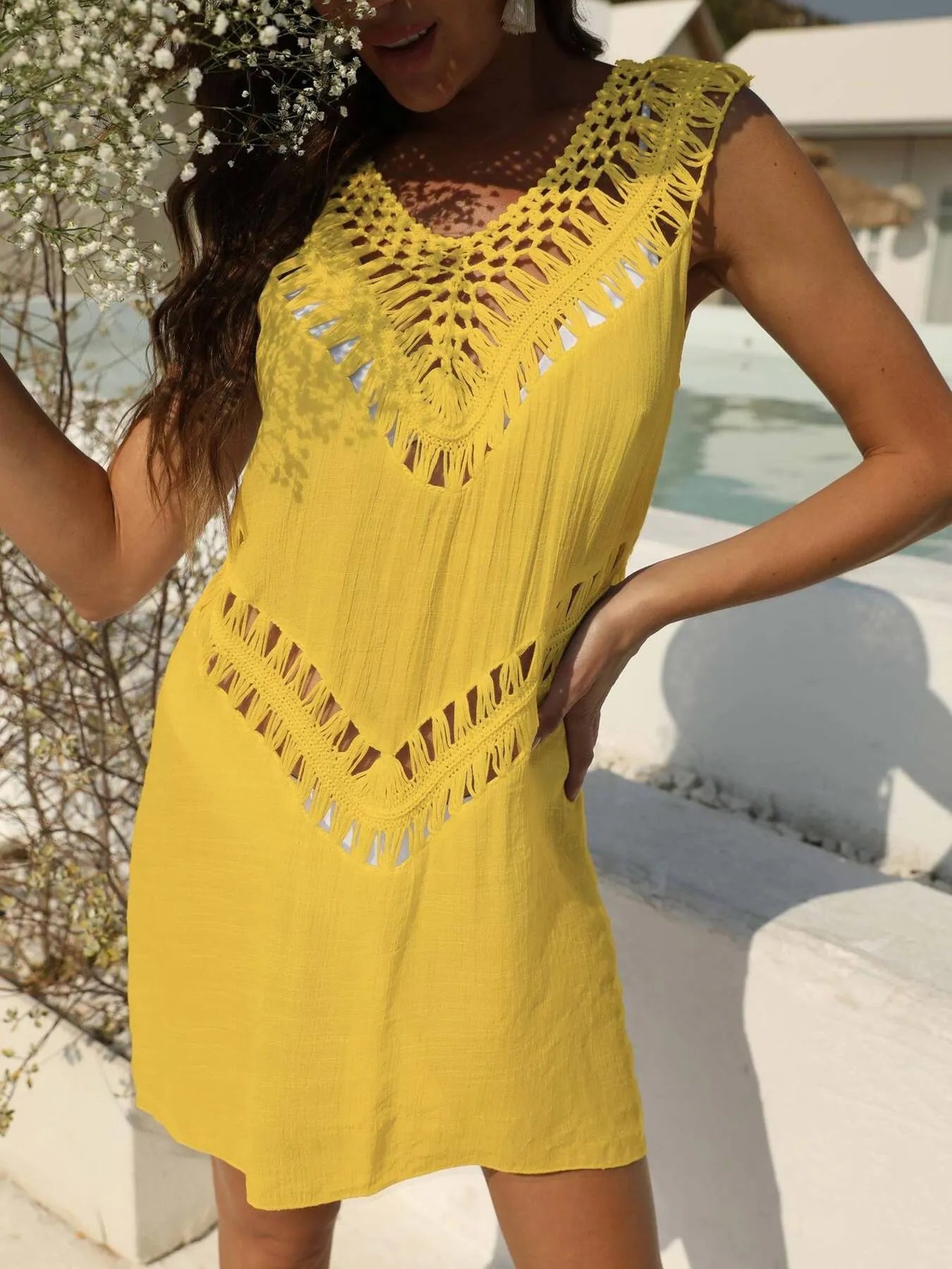 Crochet Detail Beach Cover Up Dress - adritiX