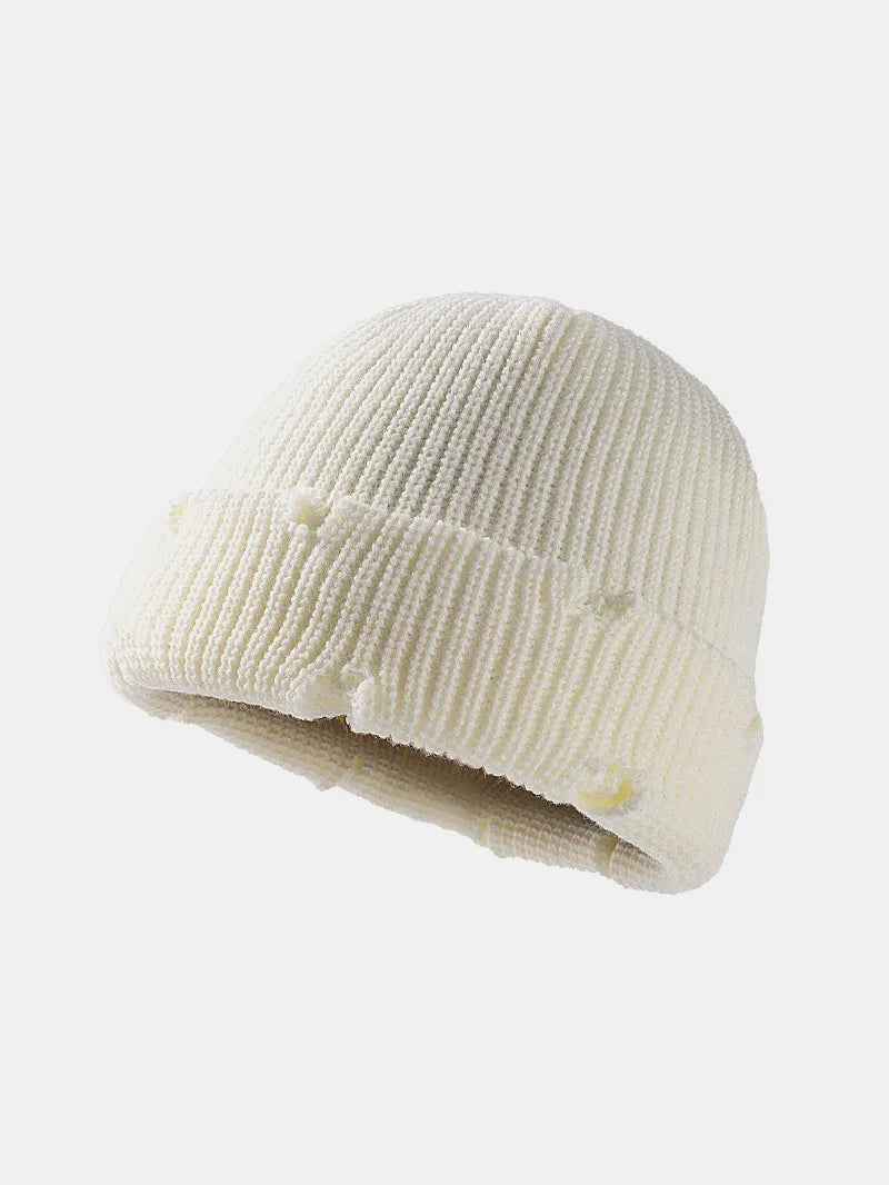 Distressed Cuffed Knit Hat - adritiX