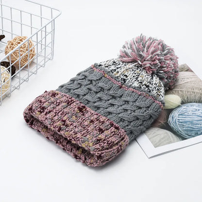 Contrast Thermal Hat with Pompom - adritiX