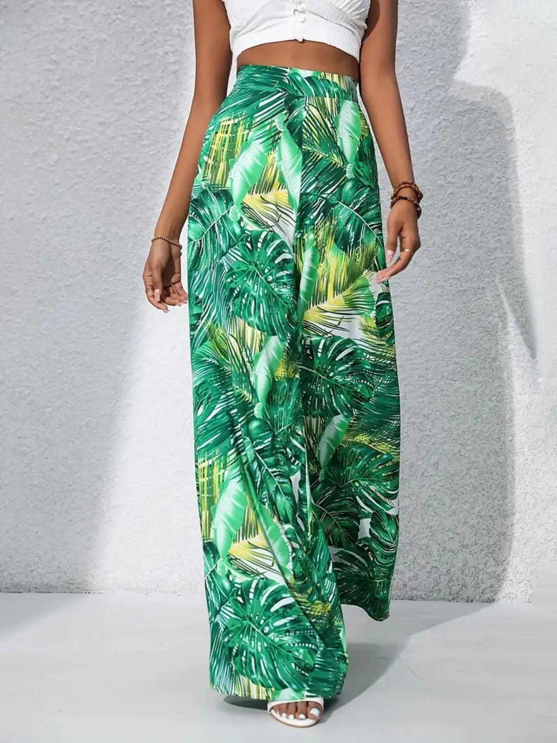 Printed High Waist Wide Leg Pants - adritiX