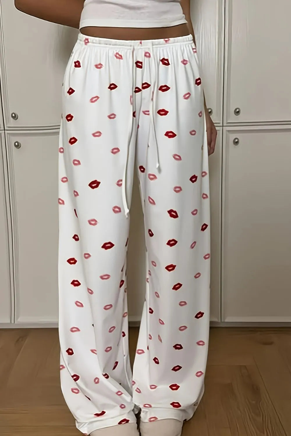 Lips Print Wide Leg Pants - adritiX