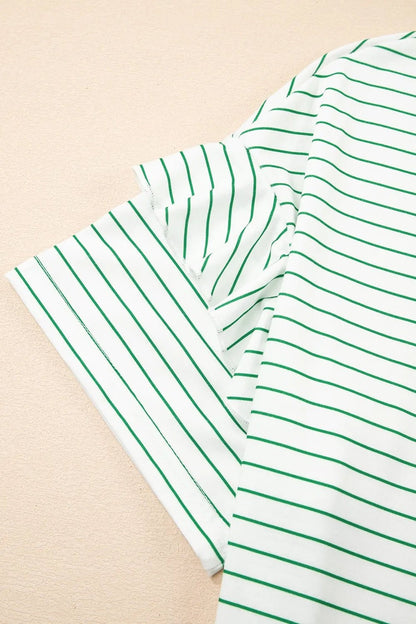Casual Striped T-Shirt Dress with Pockets - adritiX