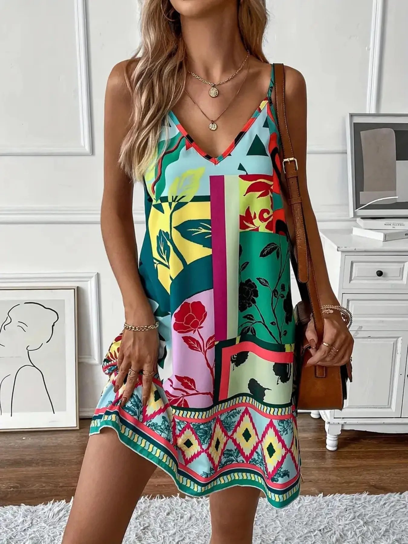 Abstract Print Cami Mini Dress - adritiX