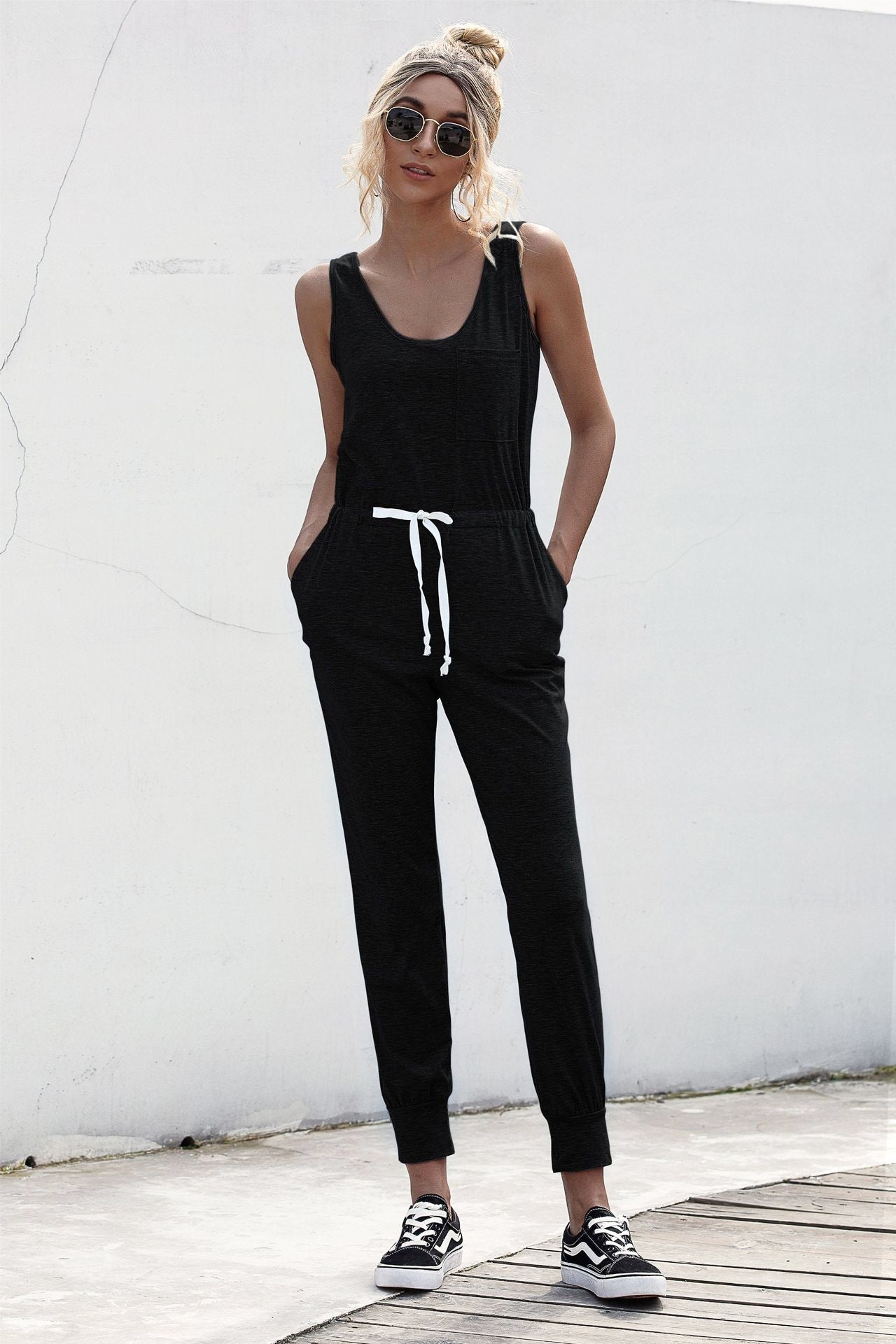 Elegant Knot Sleeveless Waist Jumpsuit - adritiX