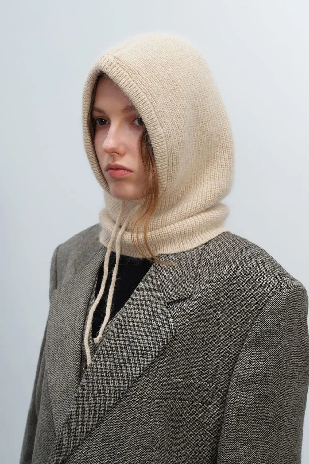 Drawstring Solid Color Thermal Knit Hat - adritiX