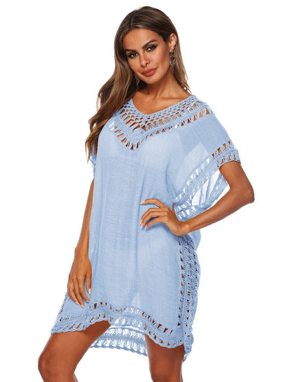 Bohemian Crochet Trim Beach Cover Up Dress - adritiX