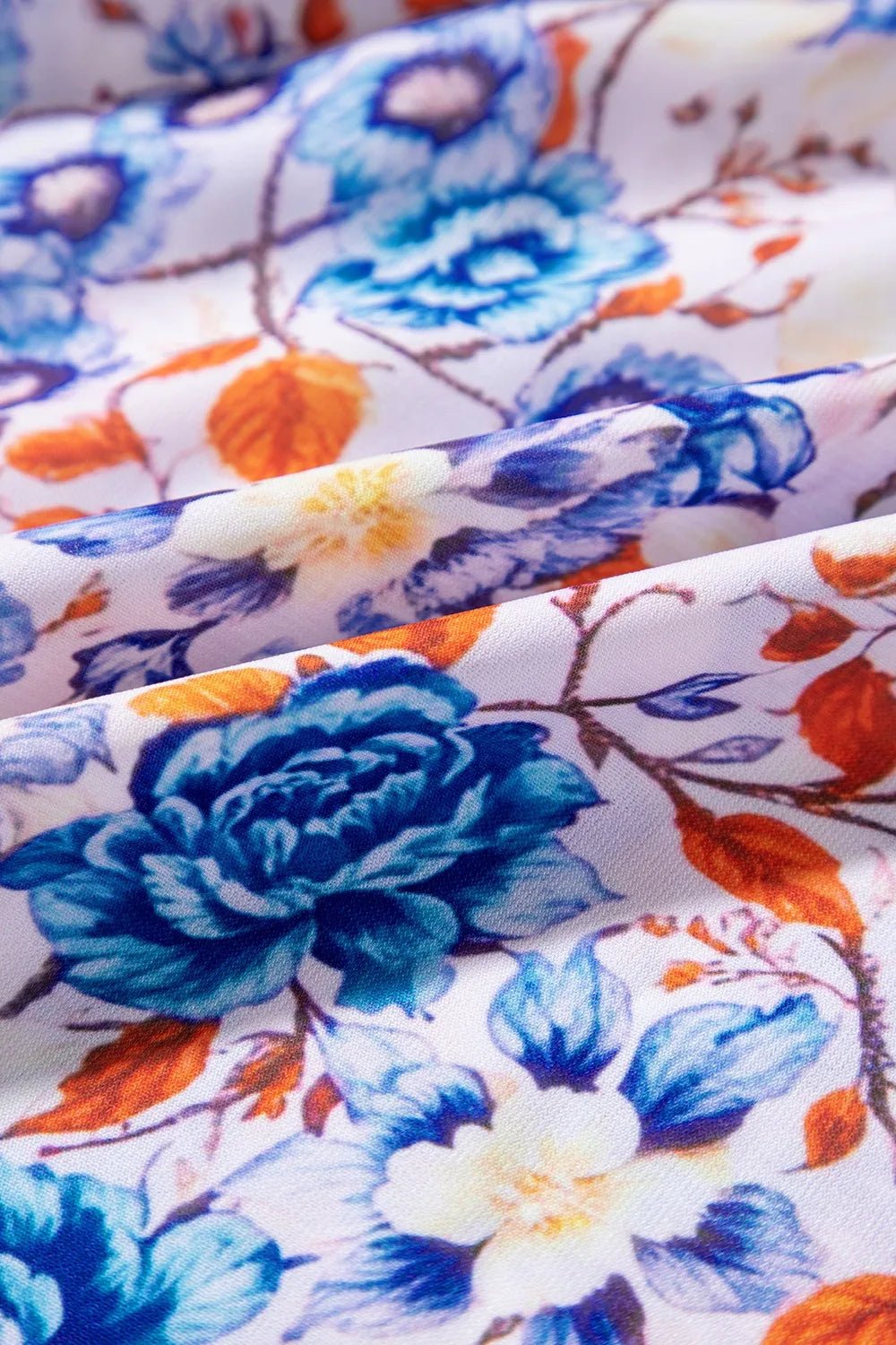 Mixed Floral Print Tie Neck Short Sleeve Dress - adritiX