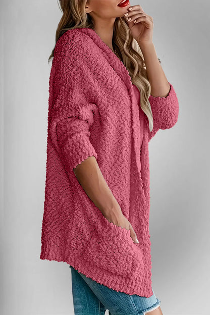 Double Take Pocketed Open Front Long Sleeve Cardigan - adritiX