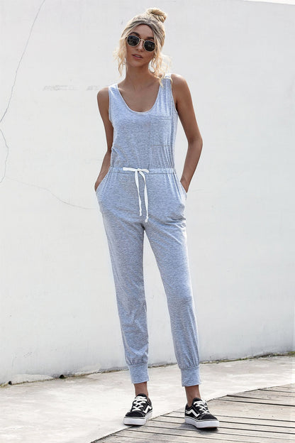 Elegant Knot Sleeveless Waist Jumpsuit - adritiX
