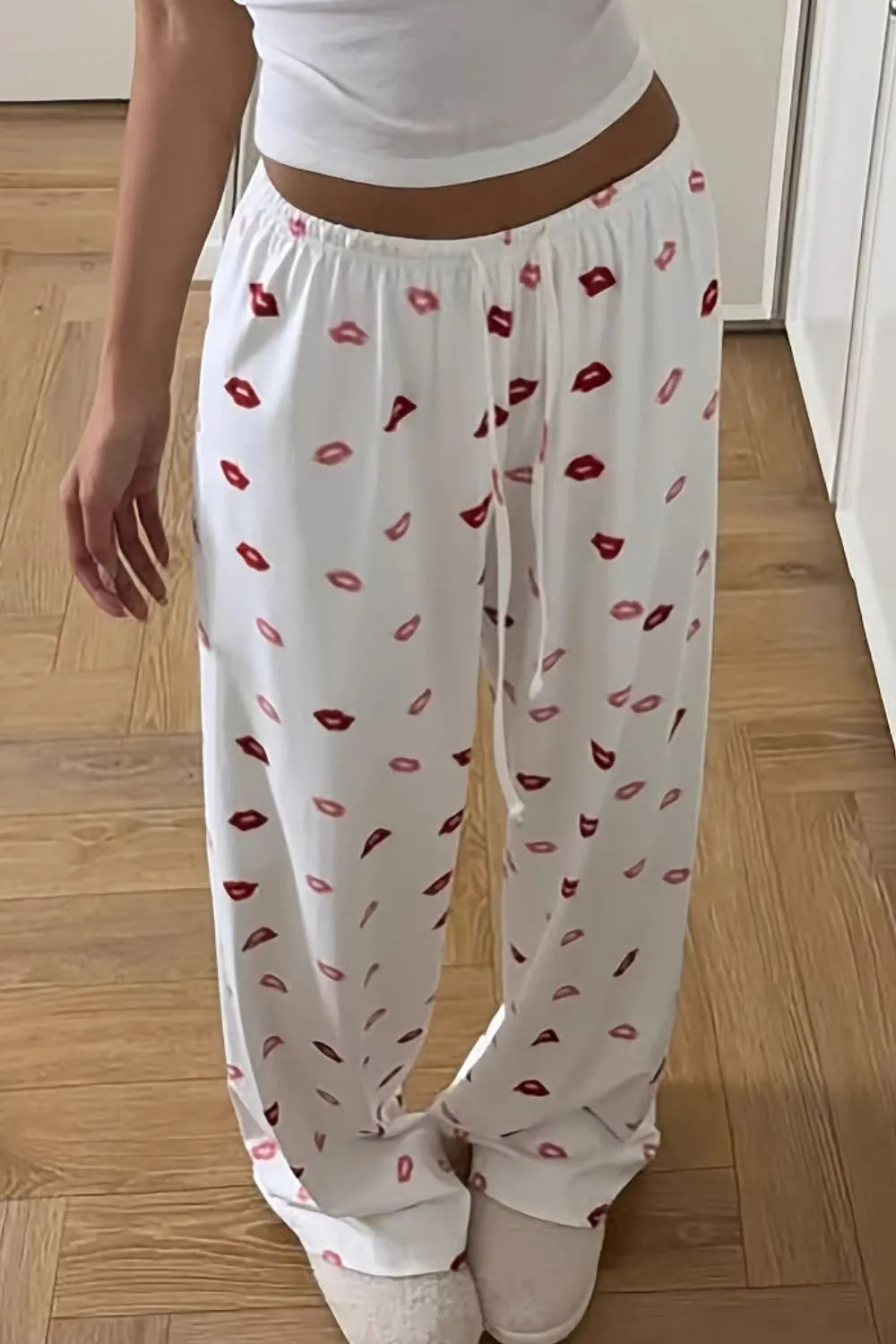 Lips Print Wide Leg Pants - adritiX