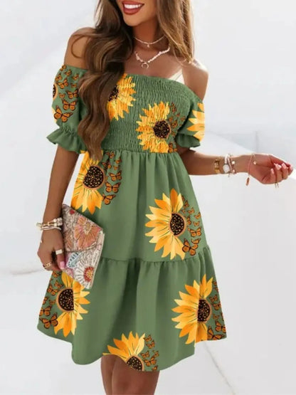 Off Shoulder Smocked Summer Dress - adritiX