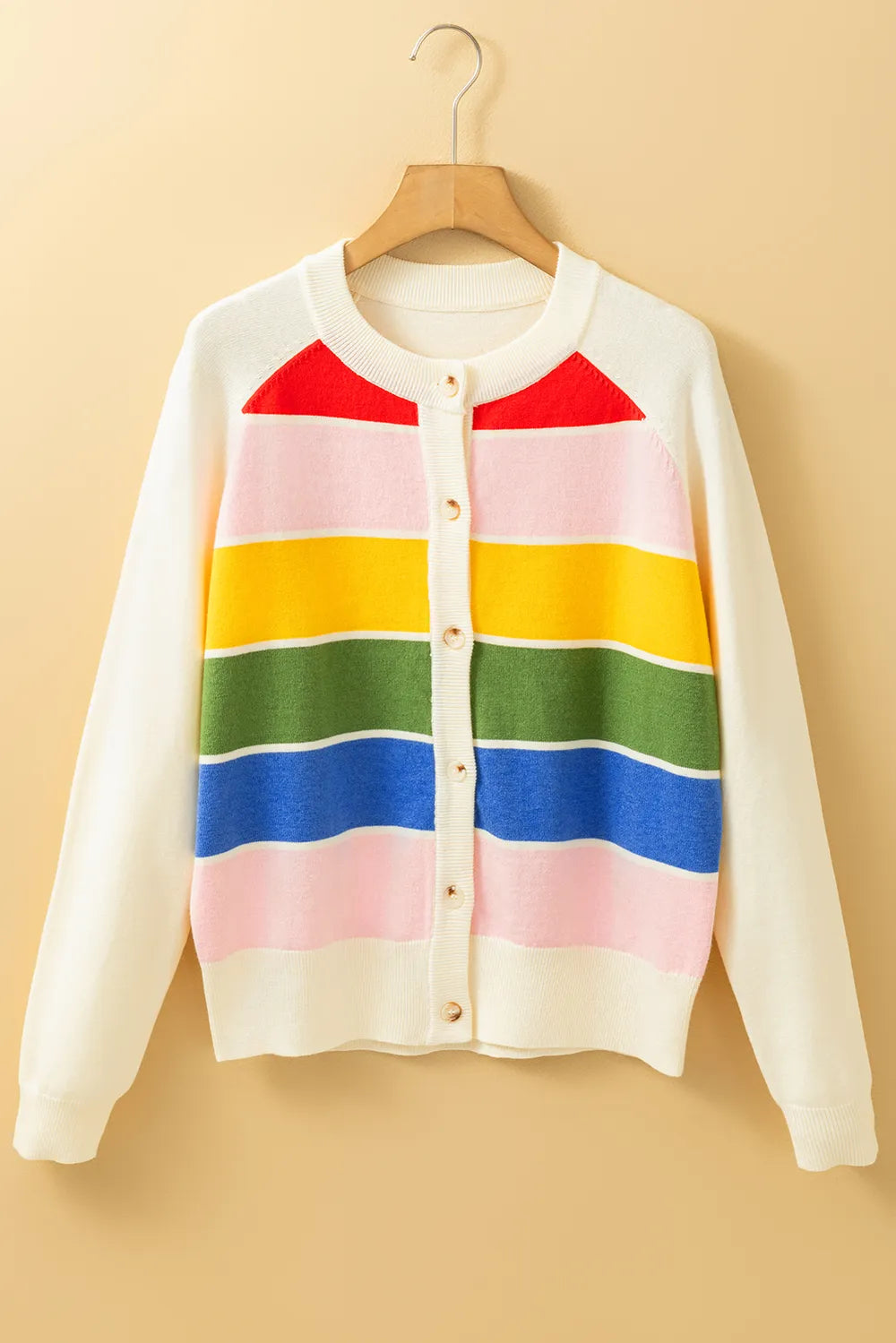 Contrast Button Down Long Sleeve Cardigan - adritiX