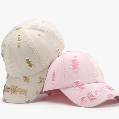 Distressed Letter Embroidered Baseball Cap - adritiX