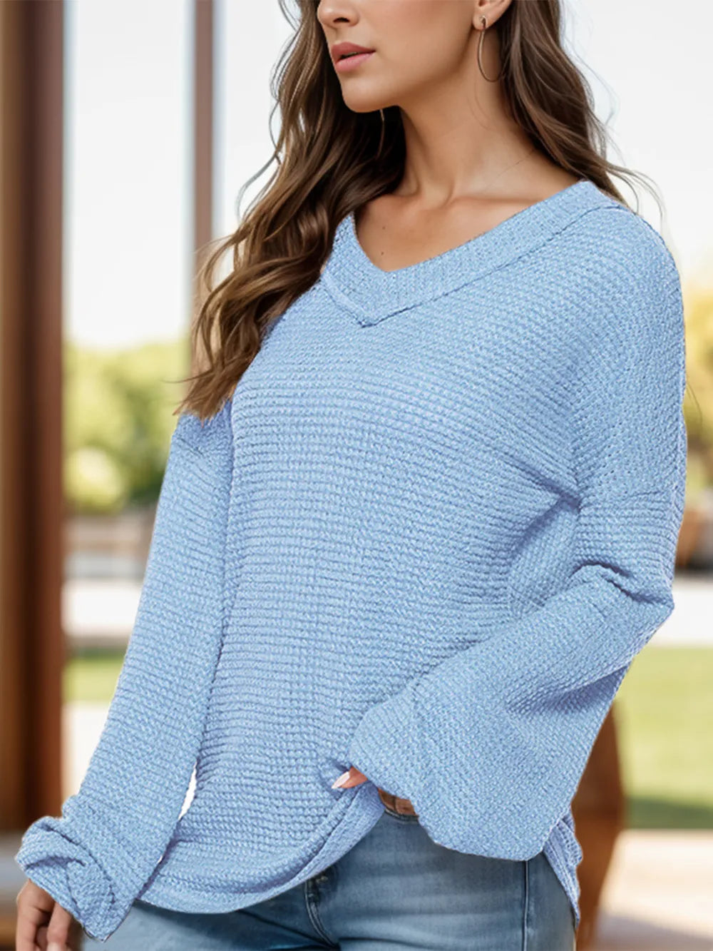 Dropped Shoulder Long Sleeve Knit Top - adritiX