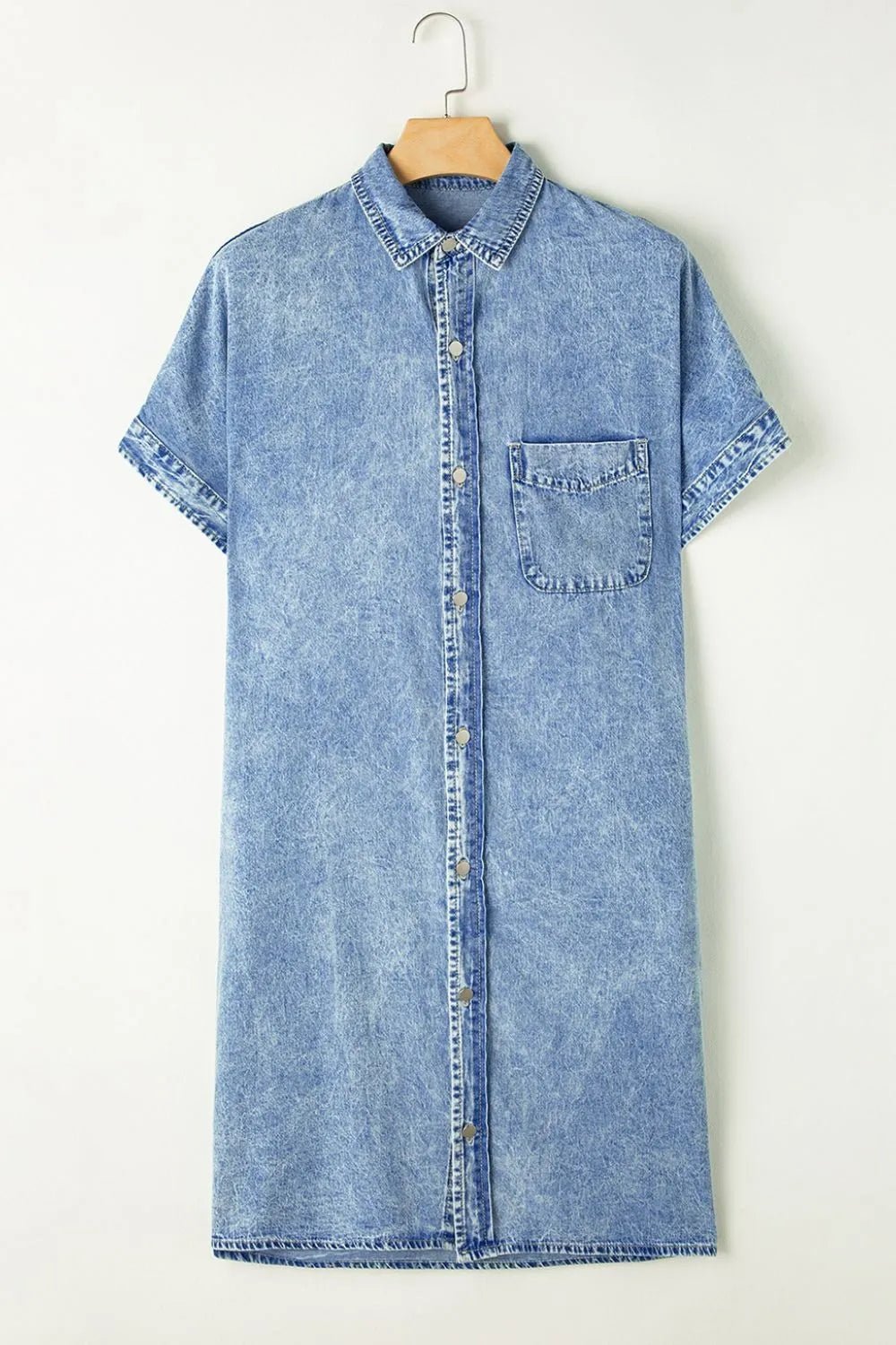 Oversized Button Down Denim Shirt Dress - adritiX