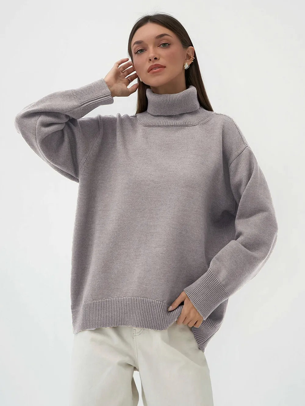 Turtleneck Long Sleeve Sweater - adritiX