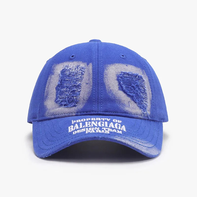 Distressed Letter Cotton Baseball Cap - adritiX