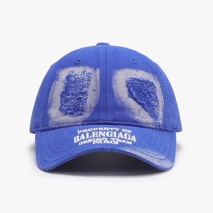 Distressed Letter Cotton Baseball Cap - adritiX