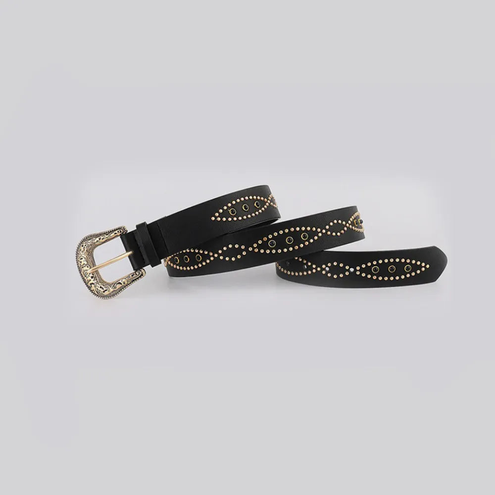 PU Leather Rhinestone Belt - adritiX