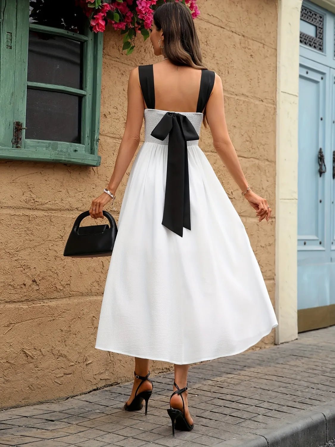 Sweetheart Neck Wide Strap Midi Dress - adritiX