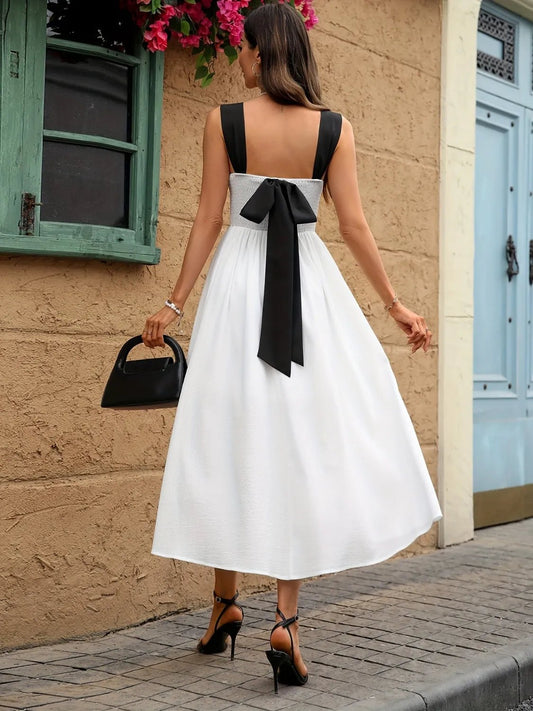 Sweetheart Neck Wide Strap Midi Dress - adritiX