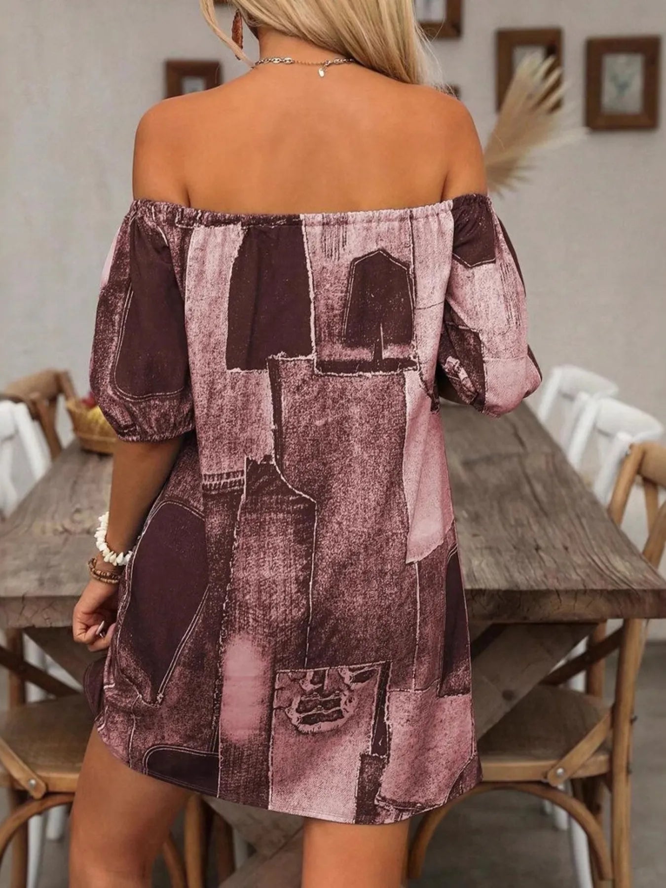 Patchwork Off Shoulder Denim Mini Dress - adritiX