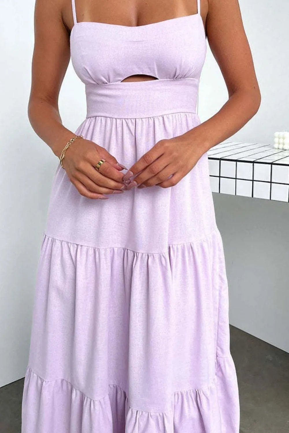 Cut-Out Tiered Dress with Spaghetti Straps - adritiX