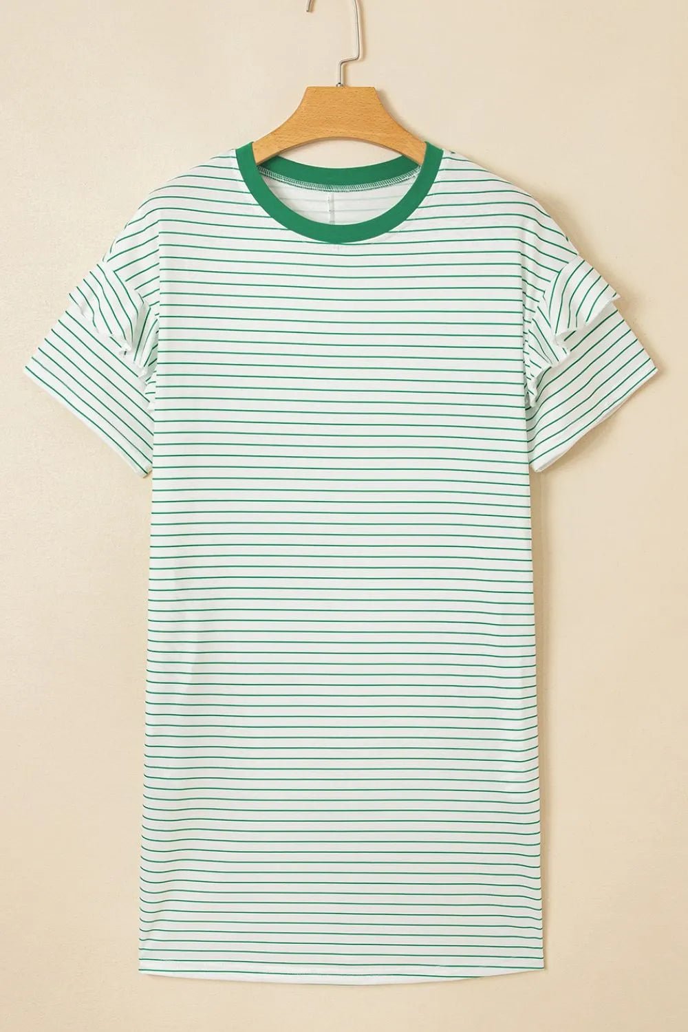Casual Striped T-Shirt Dress with Pockets - adritiX