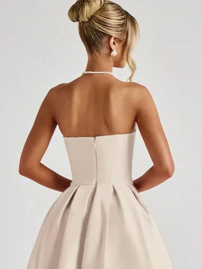 Elegant Solid Color Tube Midi Dress - adritiX
