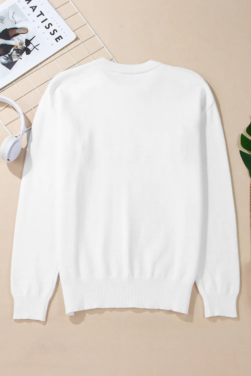 THANKFUL Round Neck Long Sleeve Knit Top - adritiX