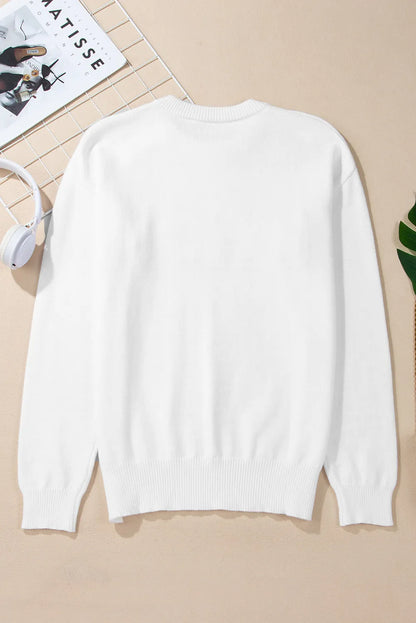 THANKFUL Round Neck Long Sleeve Knit Top - adritiX