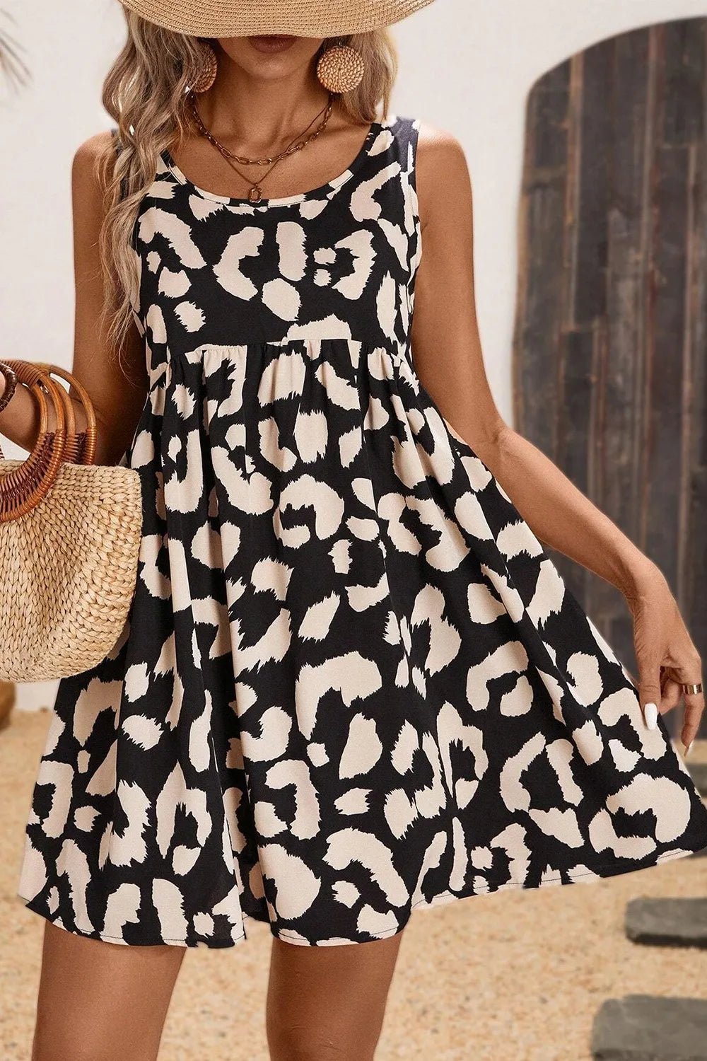 Leopard Print Sleeveless Summer Mini Dress - adritiX